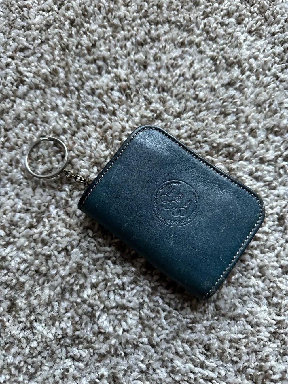 Coach Olympics Leather Zip Key Wallet with Embossed Logo